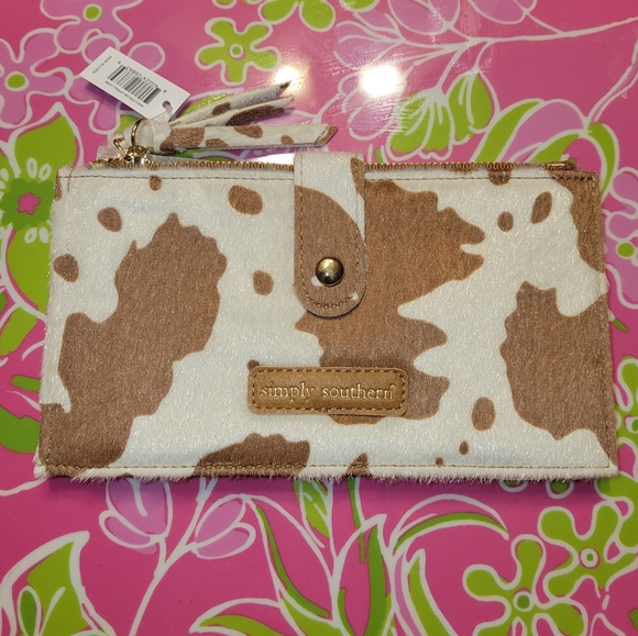 Simply Southern Bags Simply Southern Double Zip Wallet Cow Print